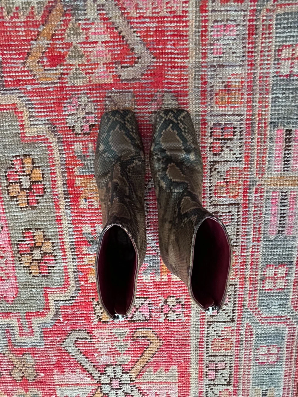 Margiela MM6 brown & gray snakeskin print 7.5 ankle boots